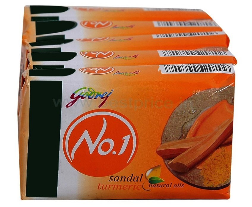 गोदरेज हल्दीचन्दन 100x5     Godreg No. 01 Sandle & Turmeric Soap Pack of 04 Piece 125 Gm Each