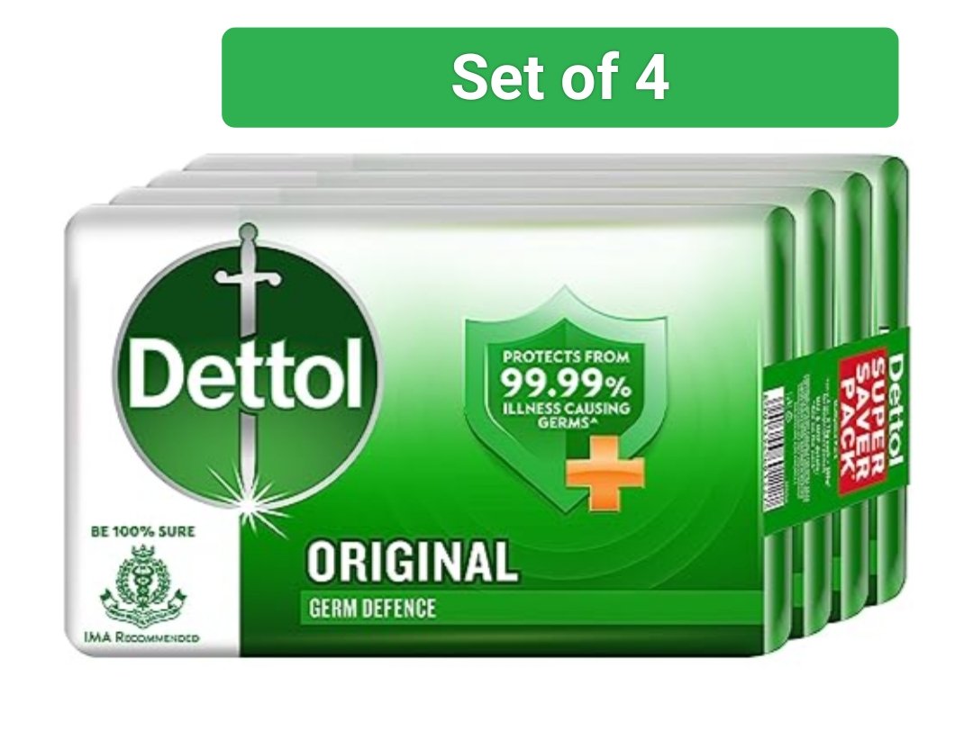 डिटॉल ओरिजिनल बाथिंग शॉप 60Gm(Dettol original germ protection bathing soap Set of 4)