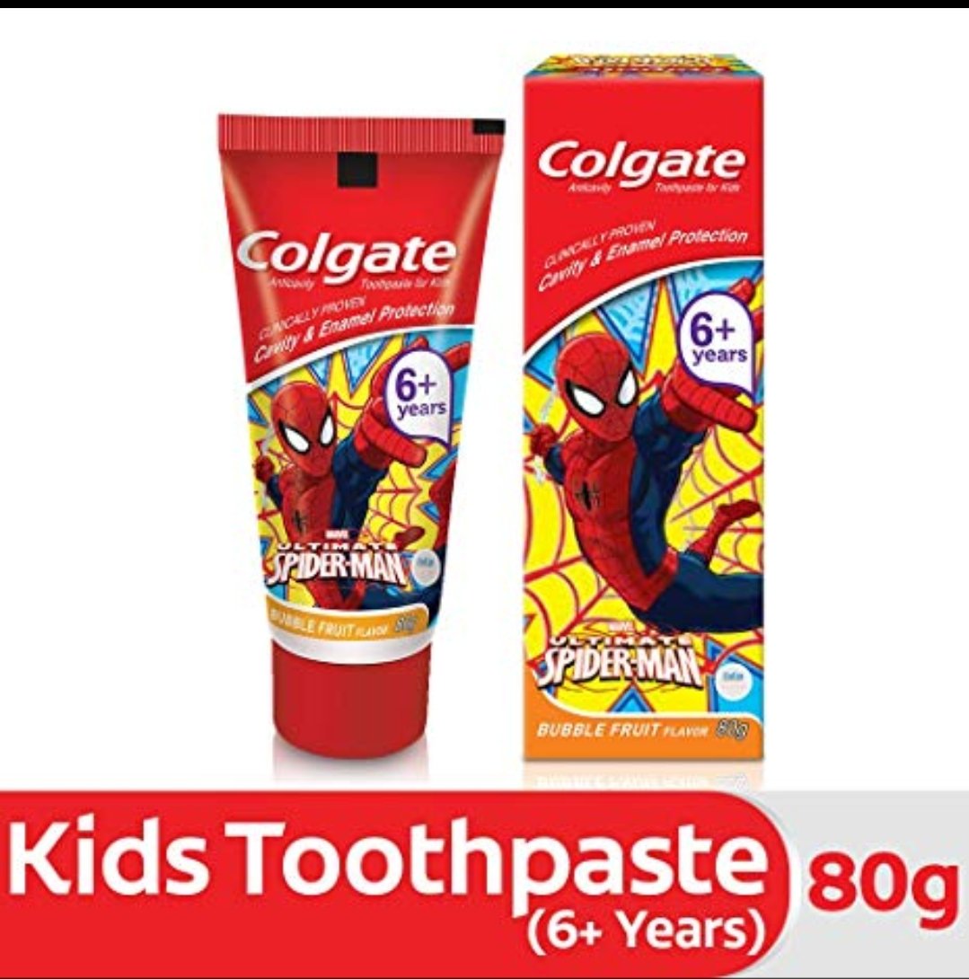 कोलगेट बेबी किड टूथ पेस्ट स्पाइडर मैन 80ग्राम (Colgate Baby Colgate Kids Toothpaste Gentle Protection Spiderman Bubble Fruit Flavour- 80 g)