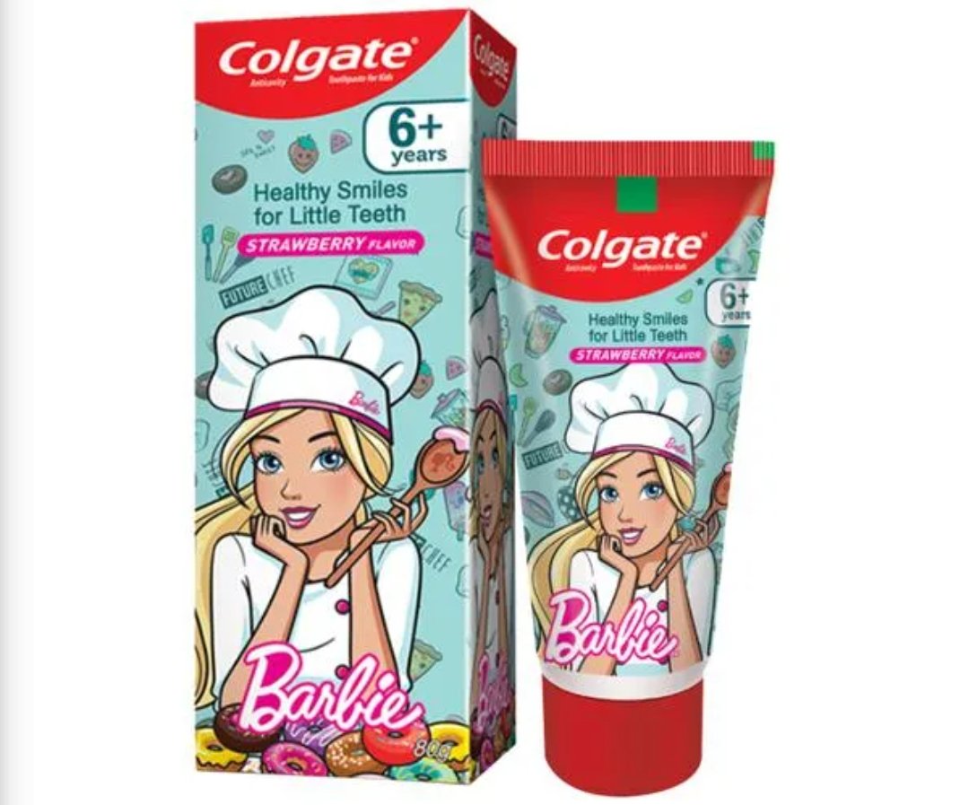 कोलगेट बार्बी किड्स टूथ पेस्ट 80ग्राम (Colgate Barbie Strawberry Flavor Kids Toothpaste 80 g (6+ Years)