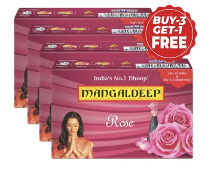 मंगलदीप गुलाब धूप बत्ती  30.0( Mangaldeep Gulab /Rose Dhoop) Buy 3 Get 1 Free)