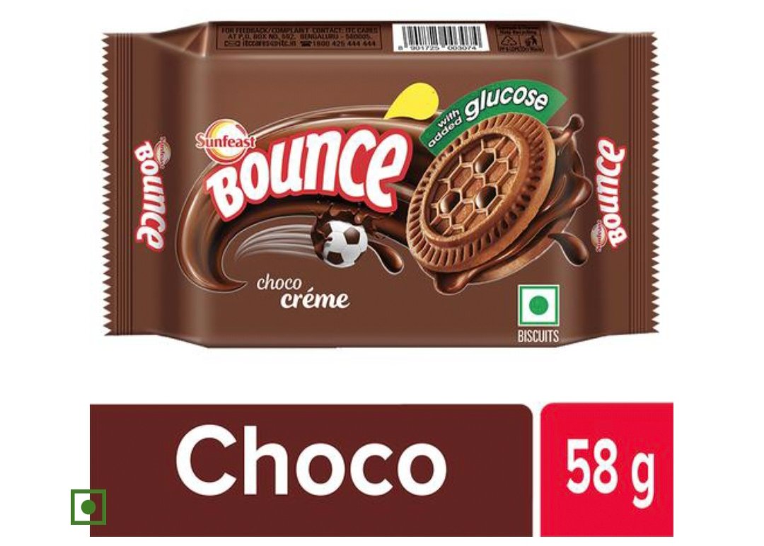 क्रीम बिस्कुट बाउंस रू 10.0 ( Sunfeast Bounce Cream Biscuits MRP 10.0)